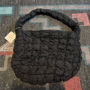 Lulla Collection Black Puffer Hobo Bag NWT 12”x10”